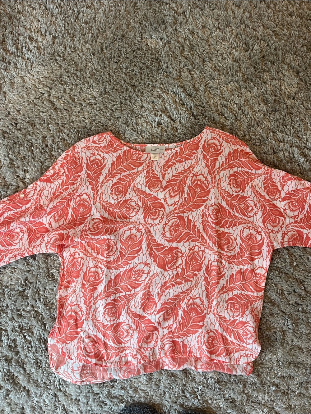 LOFT Coral and White Printed Women's Tunic Top